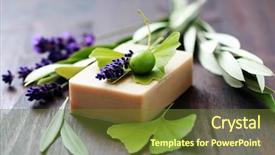  Presentation with soap - Beautiful presentation featuring fresh herbs and olive backdrop and a tawny brown colored foreground