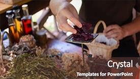  Presentation with alternative medicine - PPT theme enhanced with herbalist gardender small business owner background and a tawny brown colored foreground