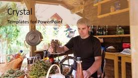 Presentation with alternative medicine - Presentation enhanced with herbalist gardender small business owner background and a coral colored foreground
