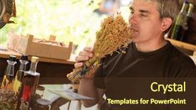  Presentation with alternative medicine - PPT theme consisting of herbalist gardender small business owner background and a tawny brown colored foreground