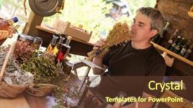  Presentation with alternative medicine - Beautiful presentation theme featuring herbalist gardender small business owner backdrop and a tawny brown colored foreground