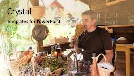  Presentation with alternative medicine - Presentation theme having herbalist gardender small business owner background and a coral colored foreground