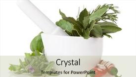  Presentation with ceramic - Slide deck featuring fresh herbs in ceramic grinder background and a mint green colored foreground