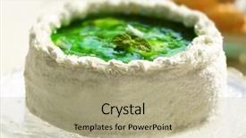  Presentation with kiwi - Amazing slide deck having fresh-homemade-cake-with-sliced backdrop and a mint green colored foreground