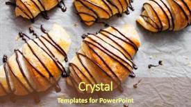  Presentation with croissant - PPT theme having fresh homemade croissants with chocolate background and a tawny brown colored foreground