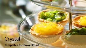  Presentation with kiwi fruit - Slides featuring fresh homemade fruit tarts with citruses and kiwi on a white table background and a yellow colored foreground