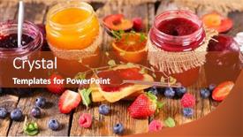  Presentation with bread - PPT layouts enhanced with fresh-homemade-jam-with-bread background and a crimson colored foreground