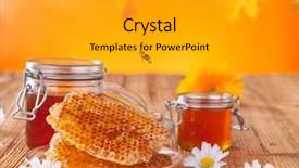  Presentation with gluten free bread on wooden - Beautiful slide set featuring fresh honey in jar served backdrop and a  colored foreground