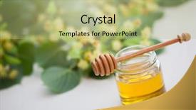  Presentation with crystal - PPT layouts featuring fresh honey with flowers background and a mint green colored foreground