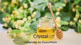  Presentation with crystal - Theme having fresh honey with flowers background and a yellow colored foreground