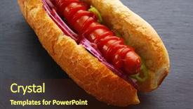  Presentation with dark grey - PPT theme with fresh hot dog on dark grey background closeup background and a tawny brown colored foreground
