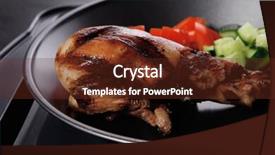  Presentation with hot metal - Beautiful PPT layouts featuring poultry presentation - fresh hot grilled turkey drumstick backdrop and a tawny brown colored foreground
