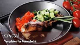  Presentation with hot metal - Slide deck enhanced with poultry presentation - fresh hot grilled turkey drumstick background and a tawny brown colored foreground