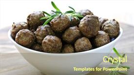  Presentation with meatball - Presentation theme having fresh hot meatball appetizers served background and a violet colored foreground