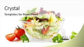  Presentation with lettuce - Slide set enhanced with iceberg lettuce and tomato salad background and a white colored foreground