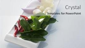  Presentation with chilli - Slide deck having fresh-ingredient-chilli-onion-garlic background and a light gray colored foreground