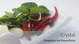  Presentation with chilli - Slide deck with fresh-ingredient-chilli-onion-garlic background and a light gray colored foreground