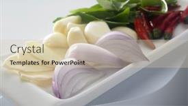  Presentation with chilli - Presentation design consisting of fresh-ingredient-chilli-onion-garlic background and a lemonade colored foreground