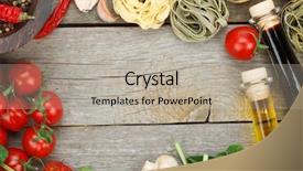  Presentation with pasta - Colorful PPT theme enhanced with fresh ingredients for cooking pasta backdrop and a mint green colored foreground