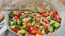  Presentation with salad - Presentation theme consisting of fresh-israeli-salad-in-bowl background and a coral colored foreground