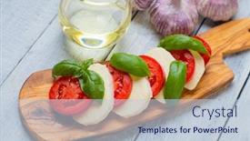  Presentation with mozzarella cheese - Theme with fresh-italian-caprese-salad background and a lemonade colored foreground