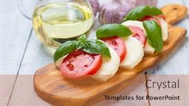  Presentation with mozzarella cheese - Audience pleasing presentation design consisting of fresh-italian-caprese-salad backdrop and a red colored foreground