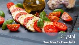 Presentation with mozzarella cheese - PPT layouts featuring fresh-italian-caprese-salad background and a seafoam green colored foreground