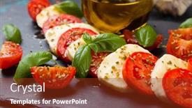  Presentation with mozzarella cheese - PPT theme with fresh-italian-caprese-salad background and a tawny brown colored foreground
