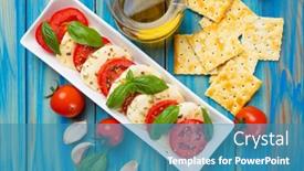  Presentation with mozzarella cheese - Cool new presentation with fresh-italian-caprese-salad backdrop and a teal colored foreground