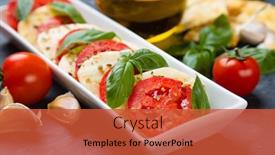  Presentation with mozzarella cheese - Audience pleasing presentation consisting of fresh-italian-caprese-salad backdrop and a red colored foreground