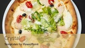  Presentation with italian - Audience pleasing PPT theme consisting of fresh-italian-pizza-top-view backdrop and a yellow colored foreground