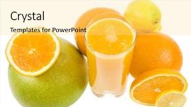  Presentation with citrus maxima - Audience pleasing slide deck consisting of fresh juice from citrus fruit backdrop and a yellow colored foreground