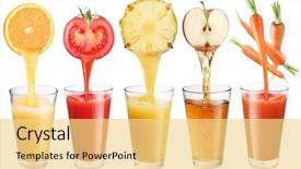  Presentation with juice - Beautiful PPT theme featuring fresh juice pours from fruit backdrop and a blonde colored foreground