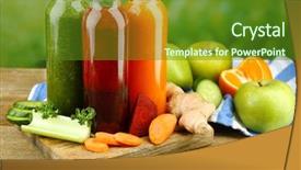  Presentation with healthy juice - Slides having fresh juices in glass bottle background and a tawny brown colored foreground