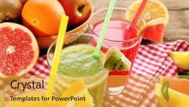  Presentation with juices - Cool new presentation design with fresh juices with fruits backdrop and a yellow colored foreground