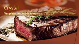  Presentation with fresh meat - PPT layouts with fresh-juicy-delicious-beef-steak background and a tawny brown colored foreground