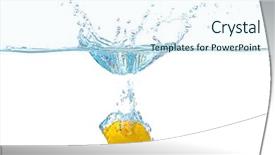  Presentation with lemon in sparkle water - PPT theme having fresh juicy lemon falling into water on white background background and a sky blue colored foreground