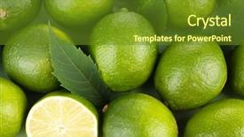  Presentation with lime - Presentation enhanced with fresh juicy limes close up background and a tawny brown colored foreground