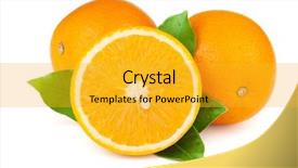  Presentation with orange green white - Theme with fresh juicy oranges with green background and a gold colored foreground
