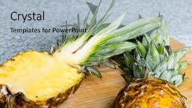  Presentation with pineapple - Slide deck having fresh juicy pineapple background and a light blue colored foreground