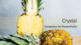  Presentation with pineapple - Presentation theme with fresh juicy pineapple background and a  colored foreground
