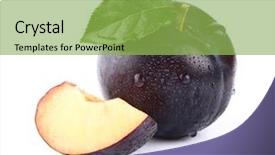  Presentation with fresh coconut juice decorated tropical - Beautiful PPT theme featuring fresh juicy plum with slice backdrop and a yellow colored foreground