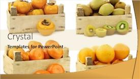  Presentation with kiwi fruit - Cool new PPT theme with fresh-kaki-fruit-mixed-kiwi backdrop and a blonde colored foreground