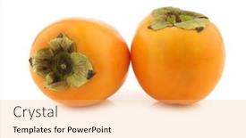  Presentation with fruits - PPT theme featuring fresh-kaki-fruits background and a yellow colored foreground