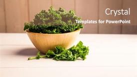  Presentation with bowl - PPT layouts enhanced with fresh kale in a bowl background and a coral colored foreground