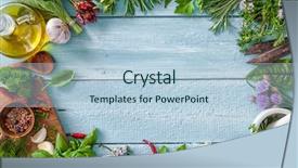  Presentation with herbs and spices - Slides featuring fresh kitchen herbs and spices background and a  colored foreground