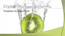  Presentation with fresh water - Amazing slide deck having fresh-kiwi-falling-in-water backdrop and a  colored foreground