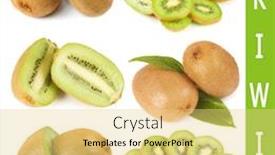  Presentation with kiwi - PPT theme with fresh-kiwi-isolated-on-white background and a yellow colored foreground