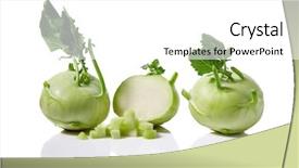  Presentation with background - Colorful theme enhanced with fresh kohlrabi with leafy stems backdrop and a white colored foreground
