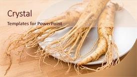  Presentation with ginseng - Slide set consisting of fresh korean ginseng on plate background and a lemonade colored foreground